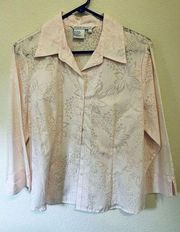 Fred David Light Pink Satin Blouse Size Large Vintage