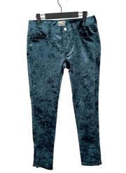 1971 Reiss Farrah Blue Crushed Velvet Skinny Zipper Pants Women's US 4 UK 8