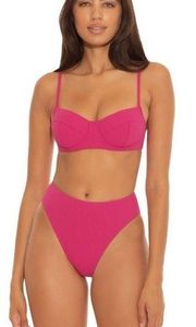 by Rebecca Virtue Hot pink ribber underwire bikini top Medium NWT