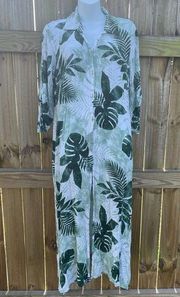 Love In Palm leaf print button front 3/4 sleeve beach dress