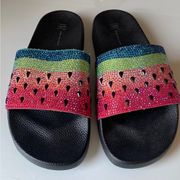 INC Watermelon Bling Pool Slides Sandals 7