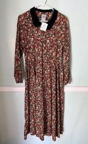 Vtg LAURA ASHLEY Country Floral Garden Dress 10 Cottagecore Collar NEW Prairie