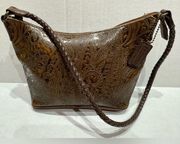 Vintage Relic by Fossil Tooled Embossed Paisley Shoulder Bag Braided Strap