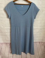 Horny Toad cap sleeve for and flare dress coin pocket in hem light blue Large