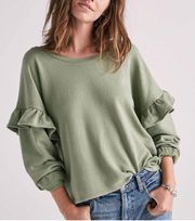 Green Ruffle Sleeve Sweatshirt