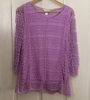 Christopher & Banks Lavender Lace Top w/cami