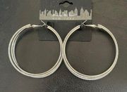 New Nicole Miller Triple Intertwined Hoops Silver