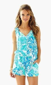 Lilly Pulitzer | Tybee Floral Print Sleeveless Romper in Resort White