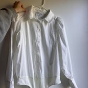 Anthropologie White Button Up Bodysuit