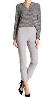 Adrianna Papell Bi-Stretch Kate Fit Pants Slacks Cropped 12 Light Gray Trousers