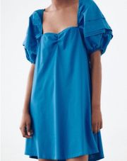 Blue Puffy Sleeve Dress