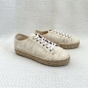 Aquatalia NWOB Flyn Multi Tone Off White Canvas Woven Espadrille Sneaker 6