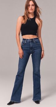 Ultra High Rise Stretch Flare Jeans in Dark Wash