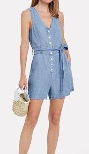 RAILS Scarlett Chambray Romper Linen Lyocell Size M (MISSING BELT)