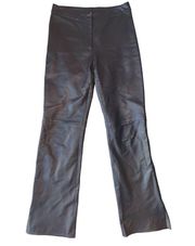 Caché 100% Brown Leather Straight Leg Pants