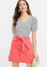 Ann Taylor loft solid pink denim mini jean utility pocket skirt NEW size 00