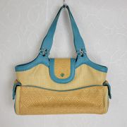 Cole Haan Womens Shoulder Bag One Size Brown Blue Basket Woven
