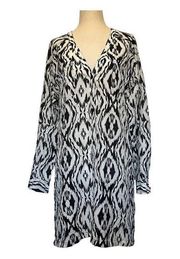 Athleta Swimsuit Coverup Womens Top Size Small Button Front V-neck Black White