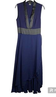 Tuxedo Bridesmaid Semi Formal Maxi Dress Blue Black Size 8