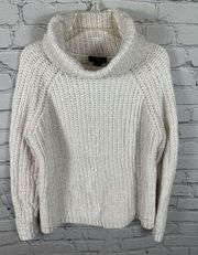 Urban Heritage Women’s Chenille Sweater Chunky Knit Cowl Neck White/Off White S