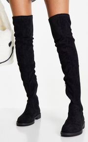 Design Over The Knee Flat Black Boots