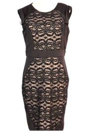 R&M RichardsBlack sleeveless dress with a lace sequin panel