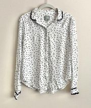 Maeve Anthropologie Art House Polka Dot Button Down Shirt Size 8 Black White