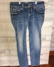 Vigoss  the Chelsea skinny jeans light color rhinestone pockets bling siz…​