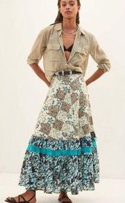 NWT ANTHROPOLOGIE Raga Floral Patchwork Tiered Maxi Skirt Small