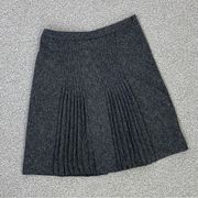 Halogen Speckled Tweed Pleated Skirt Black Gray 2 A Line Academia Knee Length