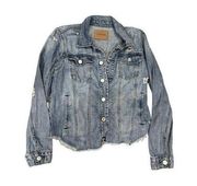 Blank nyc raw hem light wash fitted denim jean jacket women's large