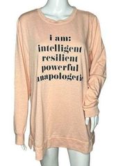 Lane Bryant Sweatshirt Womens 14/16 Blush Pink I am Intelligent Inspirational