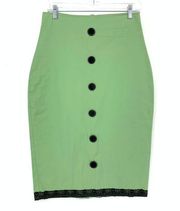 Rock Steady Women's Size Large Green Pencil Skirt High Rise Button Detail Casual