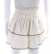 - smocked waist beaded ruffle tiered mini skirt - size 1 (xsmall)