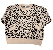 Workshop Republic Womens Crew Neck Sweater Tan Black Animal Print Size 1X‎