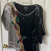 Ladies oversized Joseph le bon silk sequin top medium