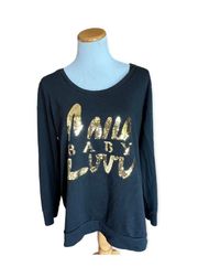 Womens Baby Love Sequin Sweatshirt - Sz XL