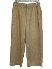 GAP Linen-Cotton Wide Leg Pull-On Pants in New Sand Beige - Size M