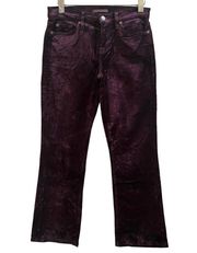 7 For All Mankind Velvet Velour Slim Pant Burgundy Size 26