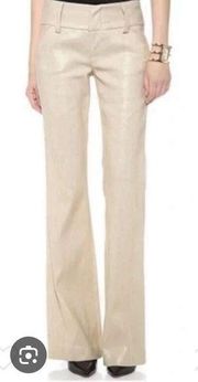 Alice + Olivia gold trouser pants linen blend 4