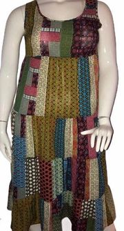 Zanzea sleeveless tiered patchwork dress