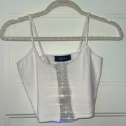 AKIRA white sequin glitter going out crop tank top cropped NWOT unworn