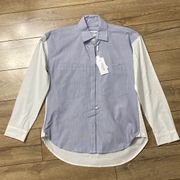 NWT 10 CROSBY DEREK LAM Poplin Stripe Button-down Shirt