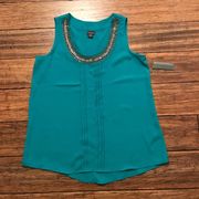 Covington Beaded Top Neck Pleat Front Sleeveless