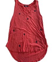 Michael Lauren Tank Top Women X-Small Red Star V-Neck Sleeveless High Low Tencel