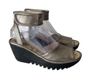 Fly London yula wedge sandals 36 pewter