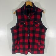 Chaps Women’s Plaid Polyester Vest Front Zipper Closure Red Black Size 2X