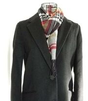 Croft & Barrow Plaid Scarf with Fringed Ends Black Red Tan White 62 inches