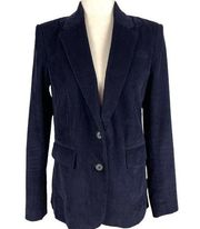 Aritzia Babaton Taylor Corduroy Royal Navy Single Breasted Front Blazer Size 6