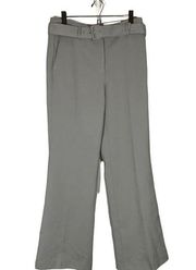 Ann Taylor Gray Textured The Belted Boot High Rise Full Length Pants Women Sz 8